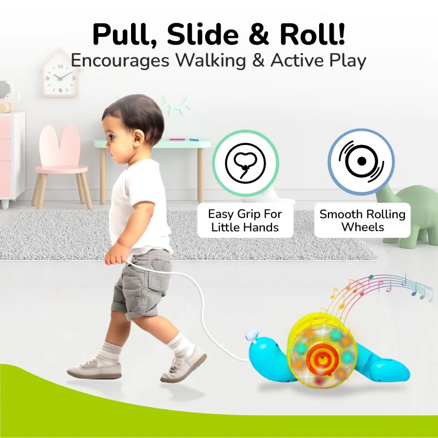 Orapple Snail Tune BPA-Free Musical Pull Toy for Kids with Lights & Music - Image 8