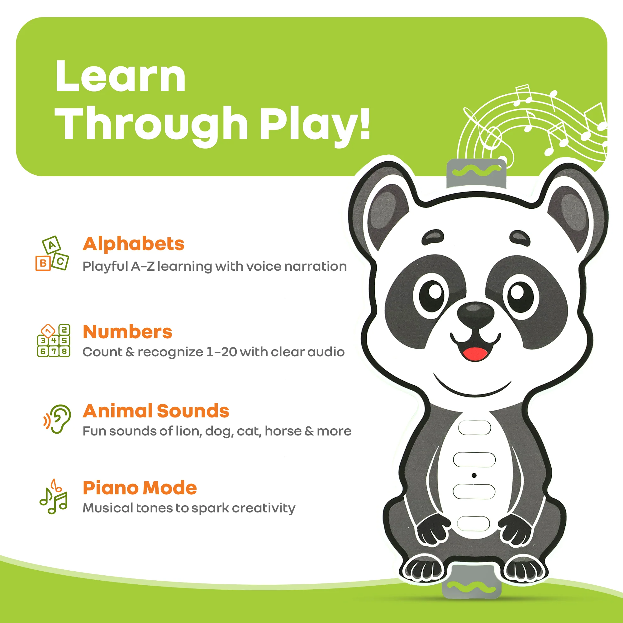 Orapple Tap N Play Musical Learning Toy with 4 Fun Modes Toy for Kids 2+ Years - Image 13