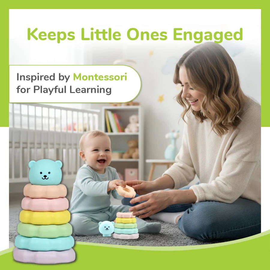 Orapple Teddy Stacker - Fun & Safe Educational Stacking Toy for Babies - Image 3