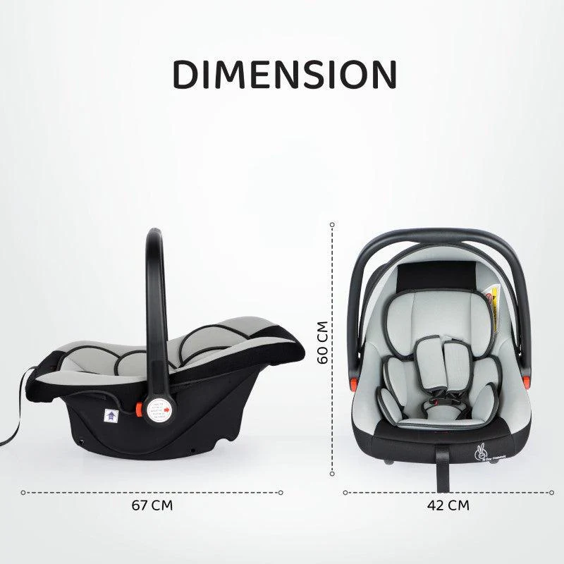 Picaboo 4 In 1 Multipurpose Baby Carry Cot Cum Car Seat With Safety Belt - Black Grey - Image 4