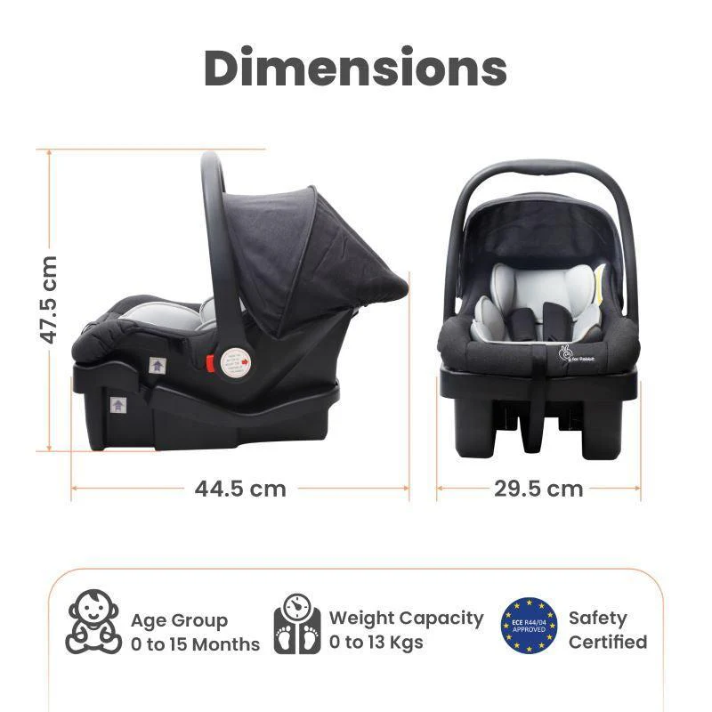 Picaboo Grand 4 In 1 Multipurpose Baby Carry Cot With Personalized Name Tag - Black Grey - Image 10