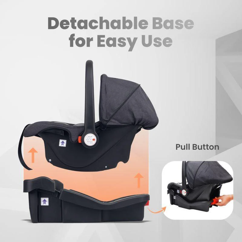 Picaboo Grand 4 In 1 Multipurpose Baby Carry Cot With Personalized Name Tag - Black Grey - Image 8