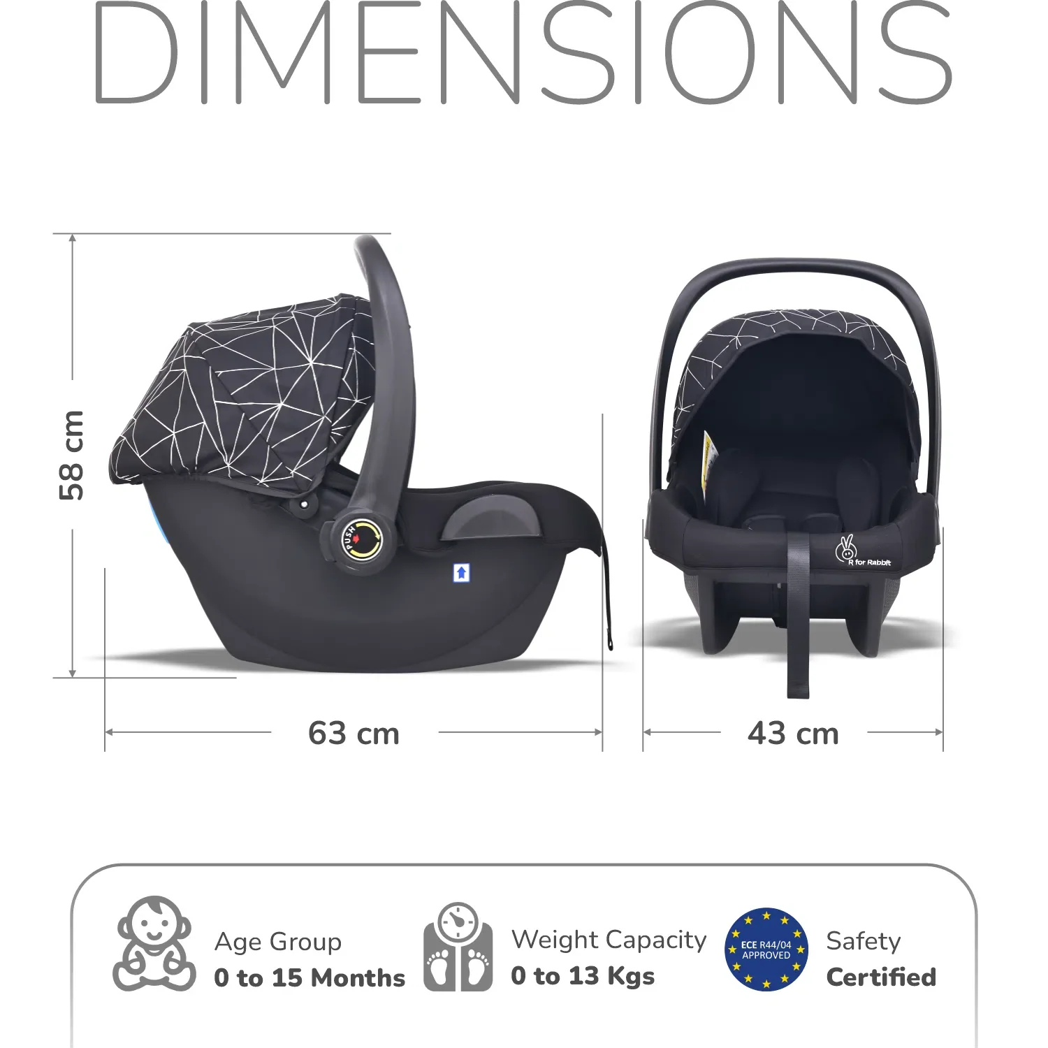 Picaboo NXG 4 In 1 Multipurpose Baby Carry Cot With Personalized Name Tag - Silver Black - Image 10