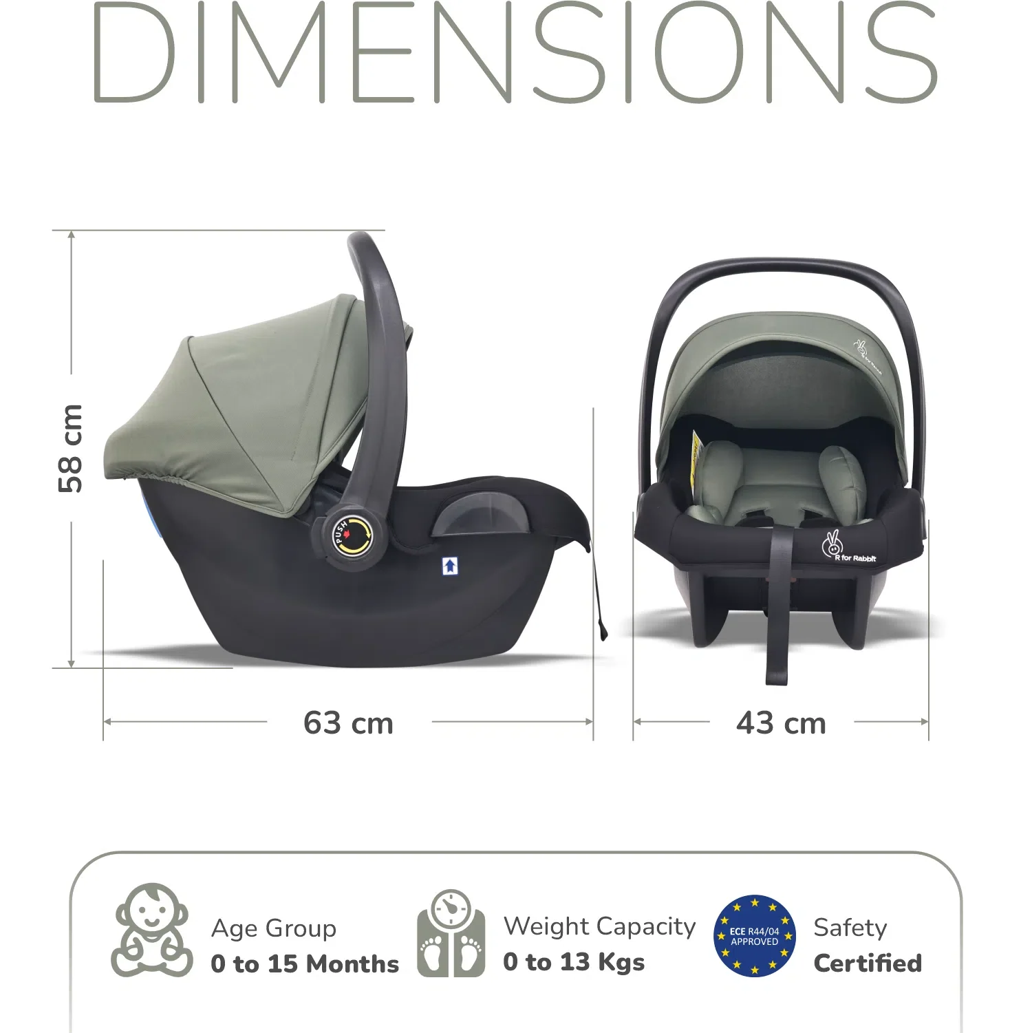 Picaboo NXG 4 In 1 Multipurpose Baby Carry Cot With 3-Point Safety Harness - Green Black - Image 9