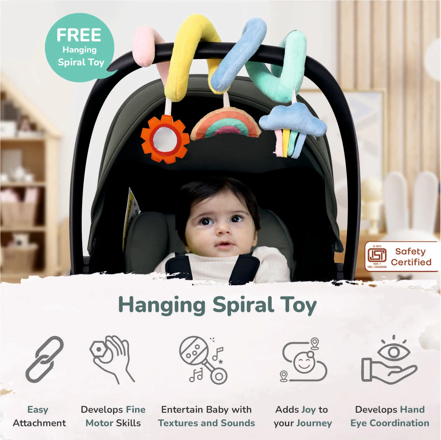 Picaboo NXG 4 In 1 Multipurpose Baby Carry Cot With 3-Point Safety Harness - Green Black - Image 3