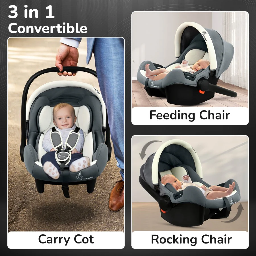 Picaboo Sportz Baby Carry Cot With Personalized Name Tag - Light Grey - Image 3