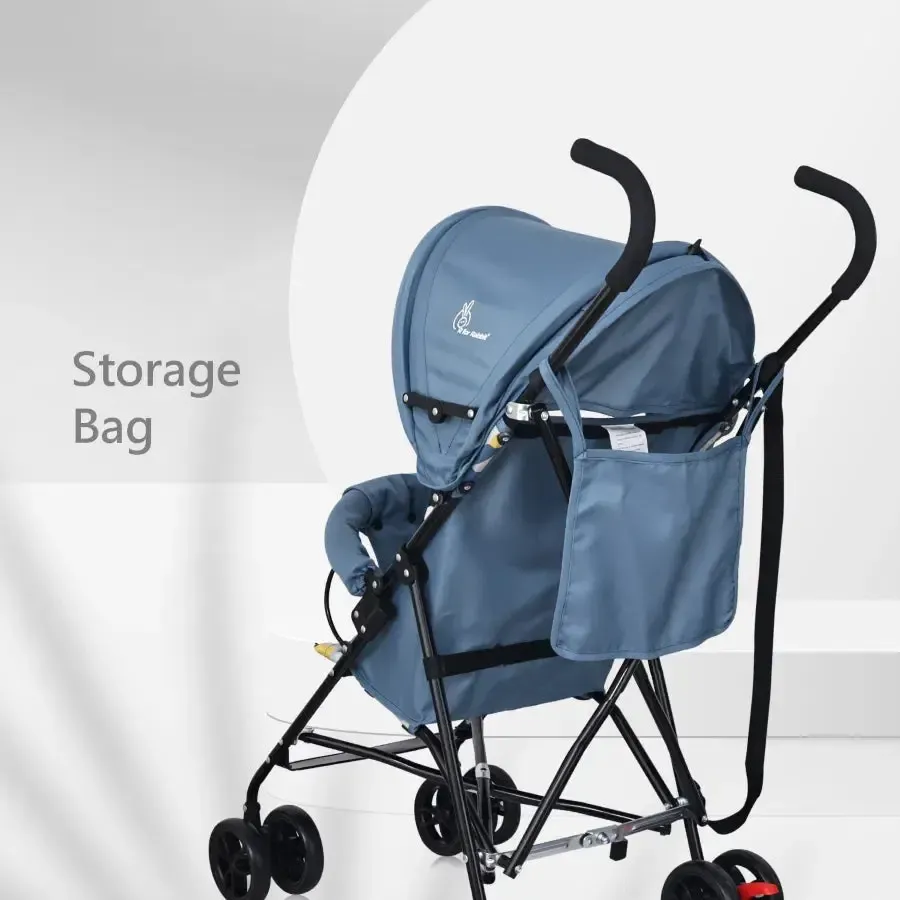 Pixie Buggy Stroller Easy to Fold and Store, UV Sun Protection Canopy, Rear Brakes, Storage Bag - Abstract Blue - Image 3