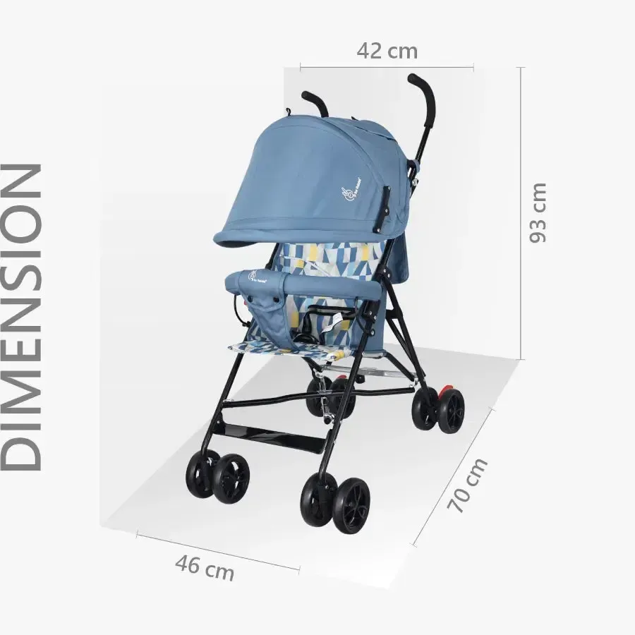 Pixie Buggy Stroller Easy to Fold and Store, UV Sun Protection Canopy, Rear Brakes, Storage Bag - Abstract Blue - Image 6
