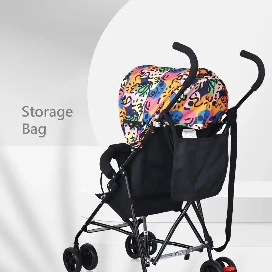 Pixie Buggy Stroller Easy to Fold and Store, UV Sun Protection Canopy, Rear Brakes, Storage Bag - Black Multi - Image 3