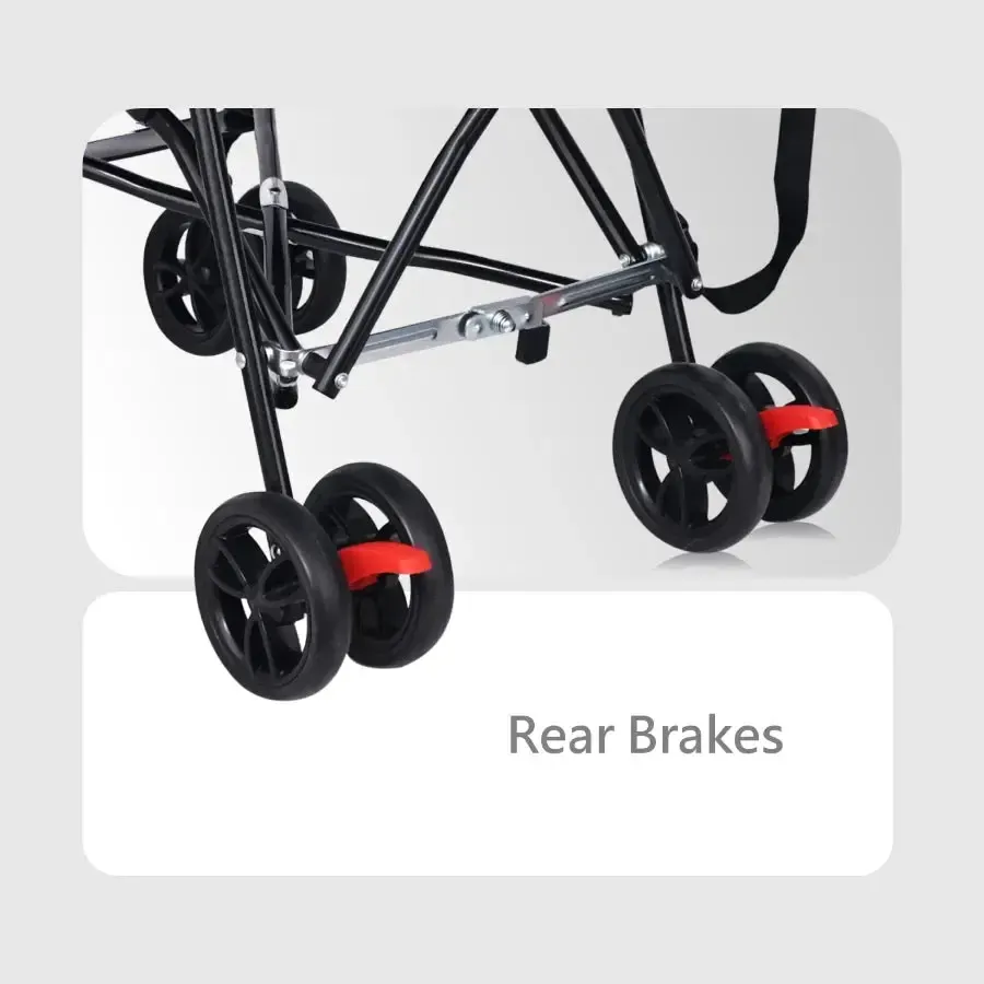 Pixie Buggy Stroller Easy to Fold and Store, UV Sun Protection Canopy, Rear Brakes, Storage Bag - Black Multi - Image 4