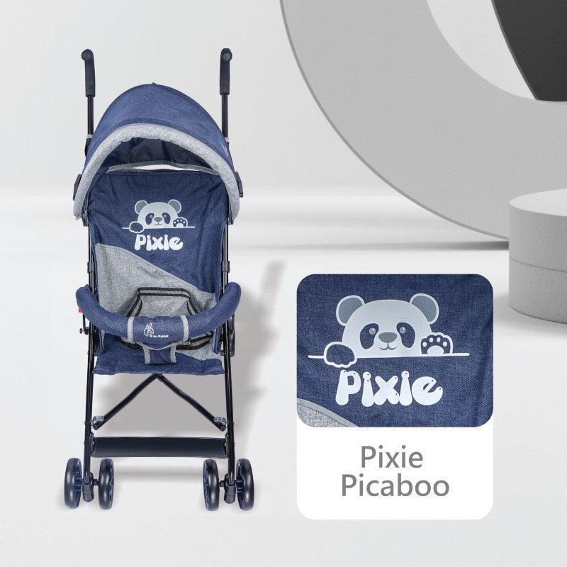 Pixie Buggy Stroller Easy to Fold and Store, UV Sun Protection Canopy, Rear Brakes, Storage Bag - Blue Grey - Image 6