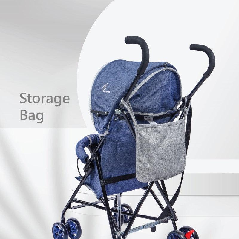 Pixie Buggy Stroller Easy to Fold and Store, UV Sun Protection Canopy, Rear Brakes, Storage Bag - Blue Grey - Image 7