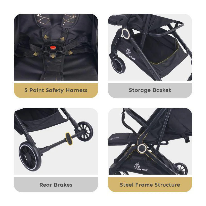 Pocket Air Stroller One Hand Fold, Light Weight, Travel Friendly, Adjustable Canopy - Black - Image 4