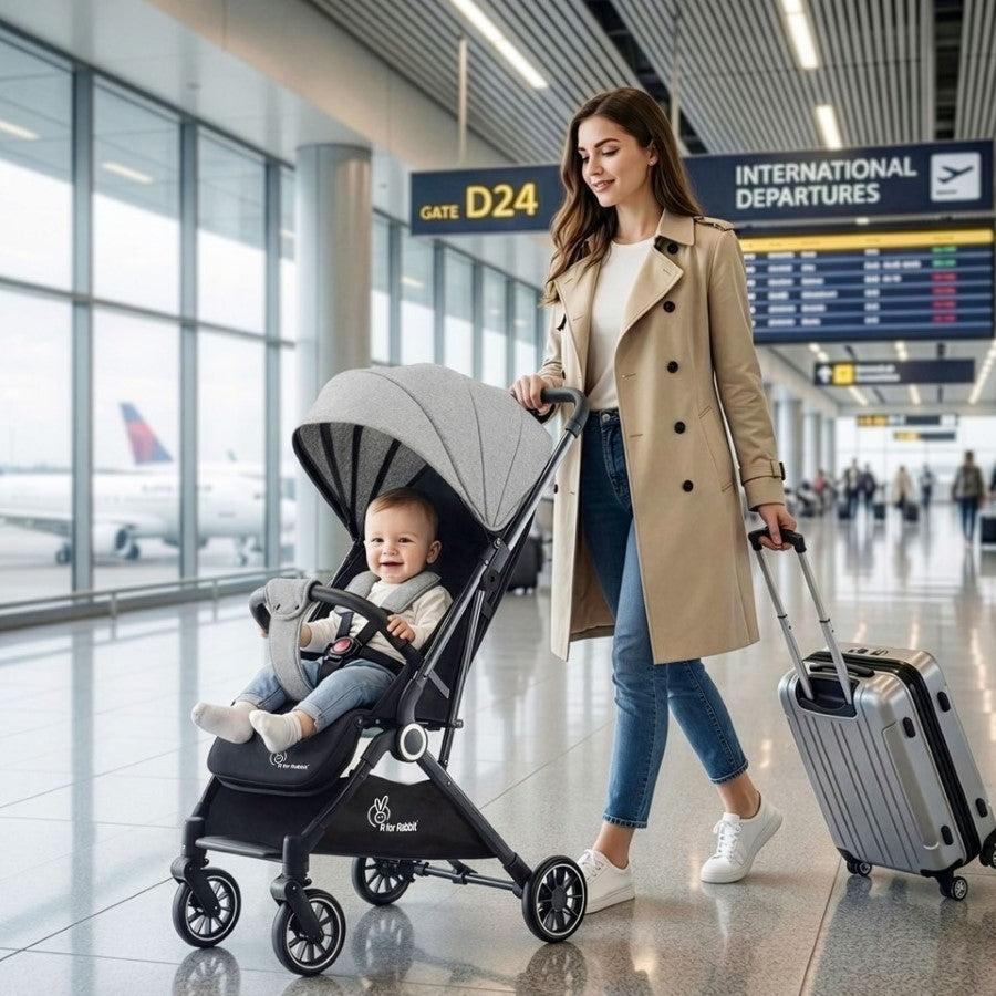 Pocket Air Baby Stroller With Personalized Name Plate - Grey