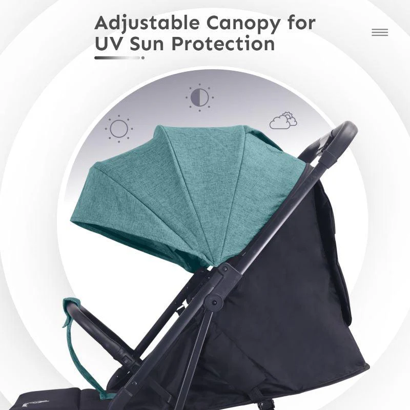 Pocket Air Baby Stroller With Personalized Name Plate - Green Black - Image 6