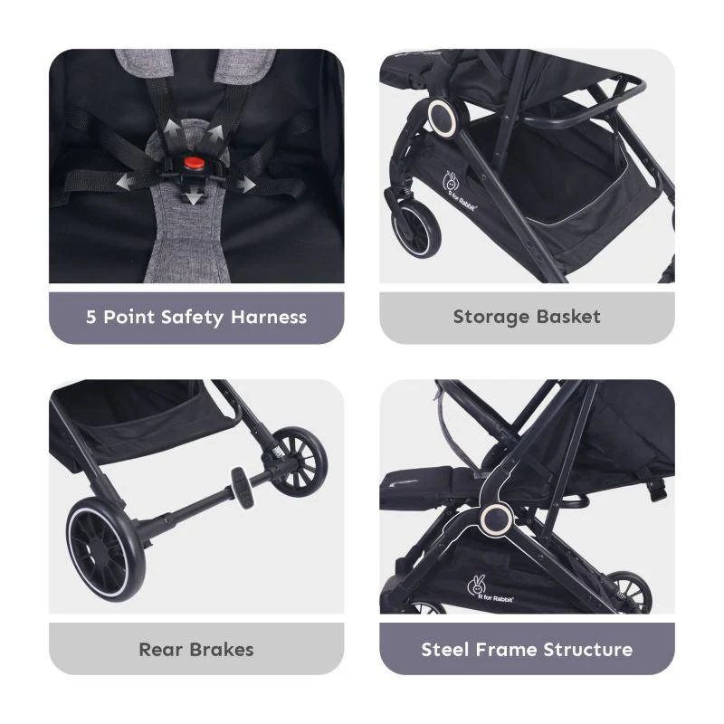 Pocket Air Baby Stroller With Personalized Name Plate - Grey - Image 6