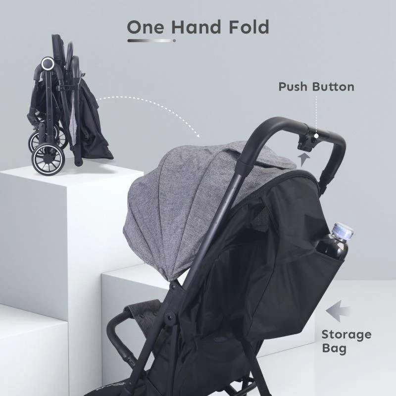 Pocket Air Baby Stroller With Personalized Name Plate - Grey - Image 8