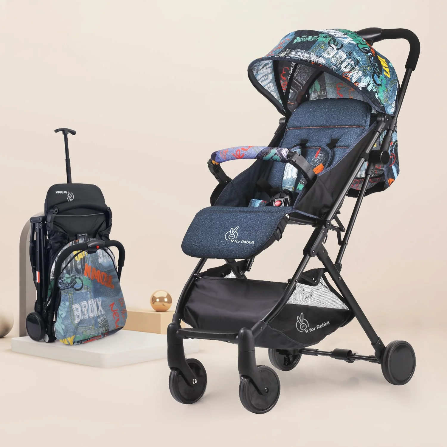 Pocket Stroller Lite One Hand Fold, Multi Recline, Light Weight, Travel Friendly, Adjustable Canopy, Steel Frame, Link Brake, 0-3 Years - Grey - Image 2