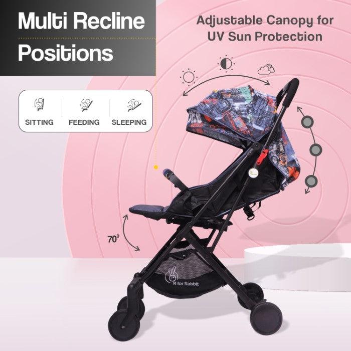Pocket Stroller Lite One Hand Fold, Multi Recline, Light Weight, Travel Friendly, Adjustable Canopy, Steel Frame, Link Brake, 0-3 Years - Grey - Image 4