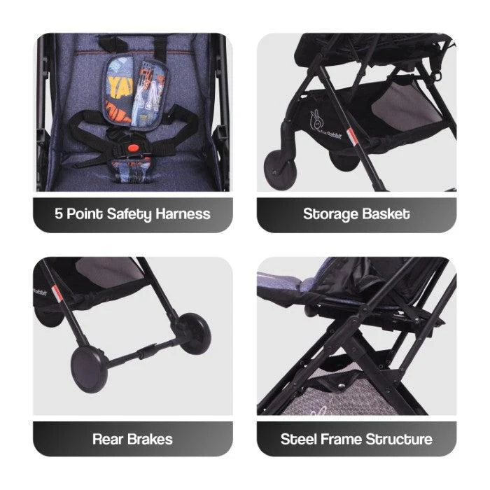 Pocket Stroller Lite One Hand Fold, Multi Recline, Light Weight, Travel Friendly, Adjustable Canopy, Steel Frame, Link Brake, 0-3 Years - Grey - Image 5