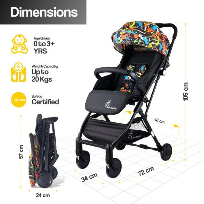 Pocket Stroller Lite One Hand Fold, Multi Recline, Light Weight, Travel Friendly, Adjustable Canopy, Steel Frame, Link Brake, 0-3 Years - Black Multi - Image 8
