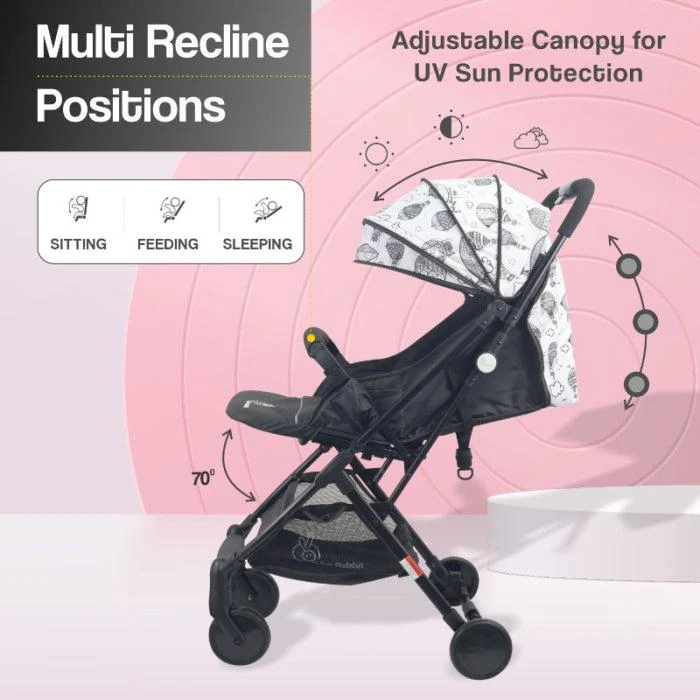 Pocket Lite Baby Stroller With Personalized Name Plate - Black White - Image 7