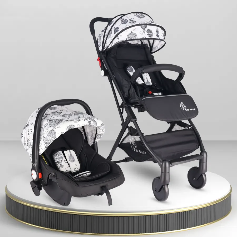 Pocket Lite Travel System Kids Stroller With Infant Car Seat to a Carry Cot, Rocker or Feeding Chair - Black Multi