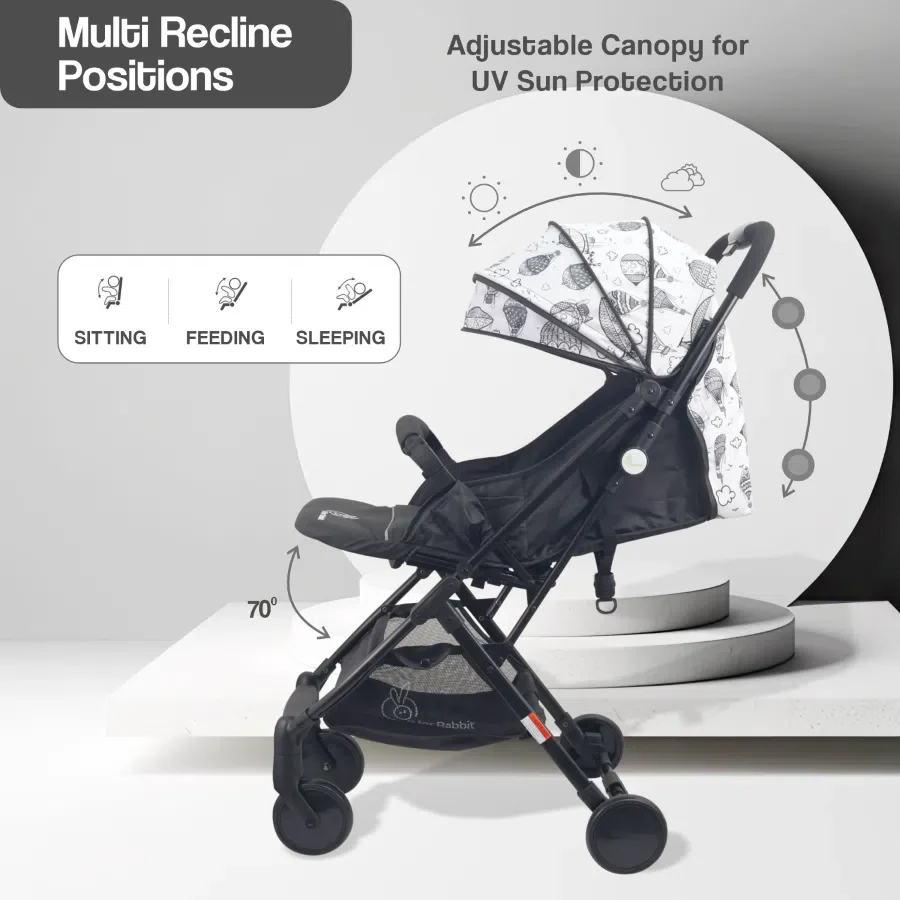 Pocket Lite Travel System Kids Stroller With Infant Car Seat to a Carry Cot, Rocker or Feeding Chair - Black Multi - Image 6