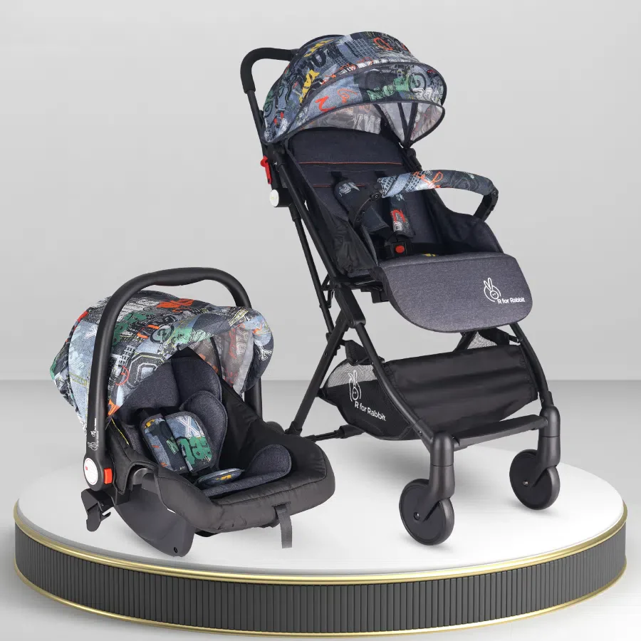 Pocket Lite Travel System Kids Stroller With Infant Car Seat to a Carry Cot, Rocker or Feeding Chair - Denim Grey