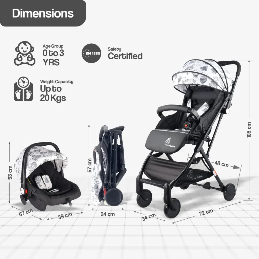 Pocket Lite Travel System Kids Stroller With Personalized Name Plate - Black Multi - Image 8