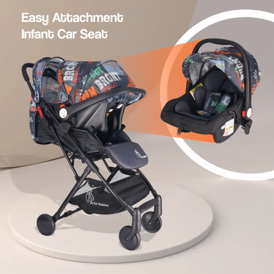 Pocket Lite Travel System Kids Stroller With Personalized Name Plate - Denim Grey - Image 4