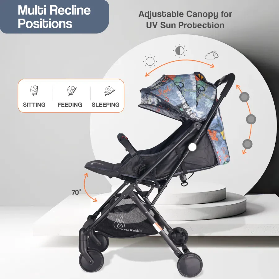 Pocket Lite Travel System Kids Stroller With Personalized Name Plate - Denim Grey - Image 7