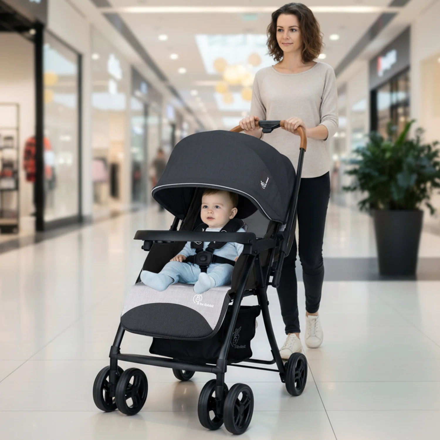 Poppins Joy Cute Stroller For Kids - Black Grey - Image 4