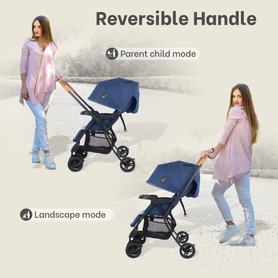 Poppins Joy Baby Stroller With Personalized Name Plate - Blue Grey - Image 3