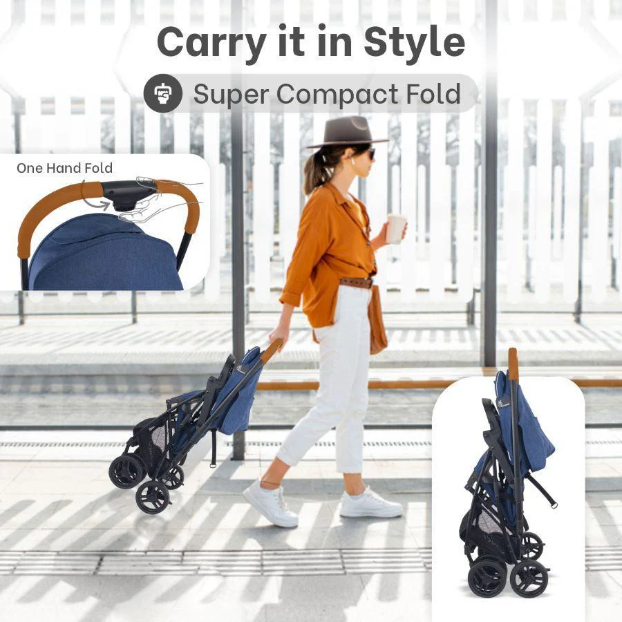 Poppins Joy Baby Stroller With Personalized Name Plate - Blue Grey - Image 4