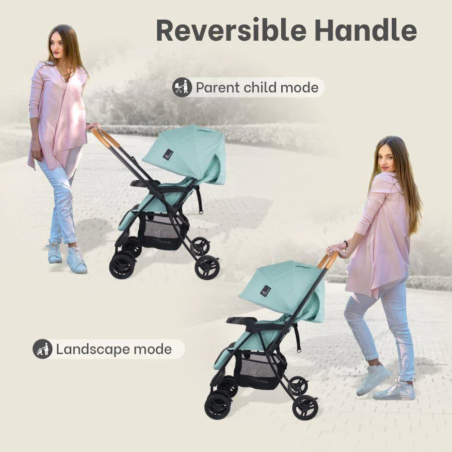 Poppins Joy Baby Stroller With Personalized Name Plate - Green Black - Image 3