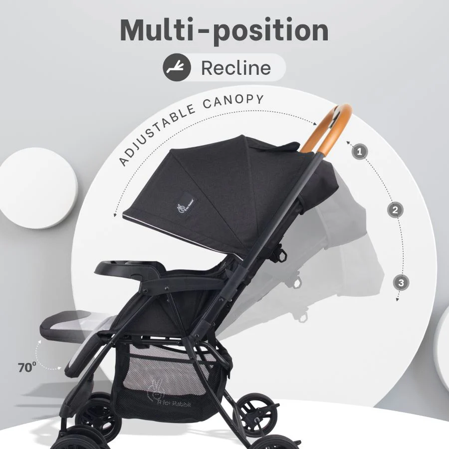Poppins Joy Cute Stroller For Kids - Black Grey - Image 5