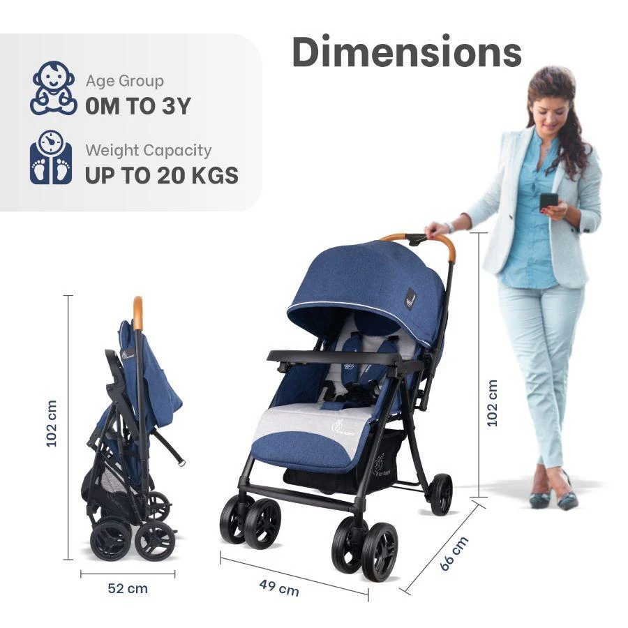 Poppins Joy Cute Stroller For Kids - Blue Grey - Image 10