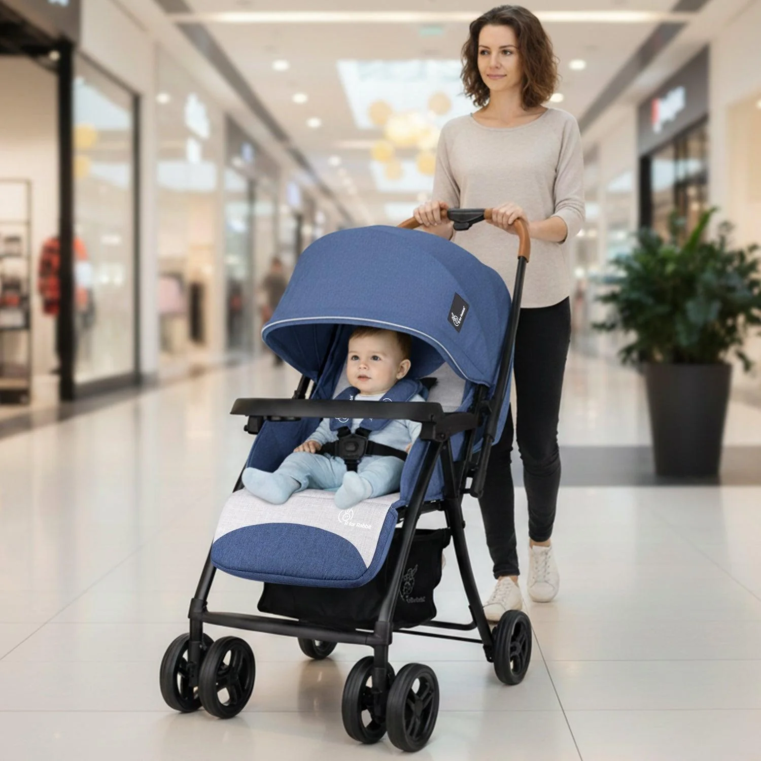 Poppins Joy Cute Stroller For Kids - Blue Grey - Image 4