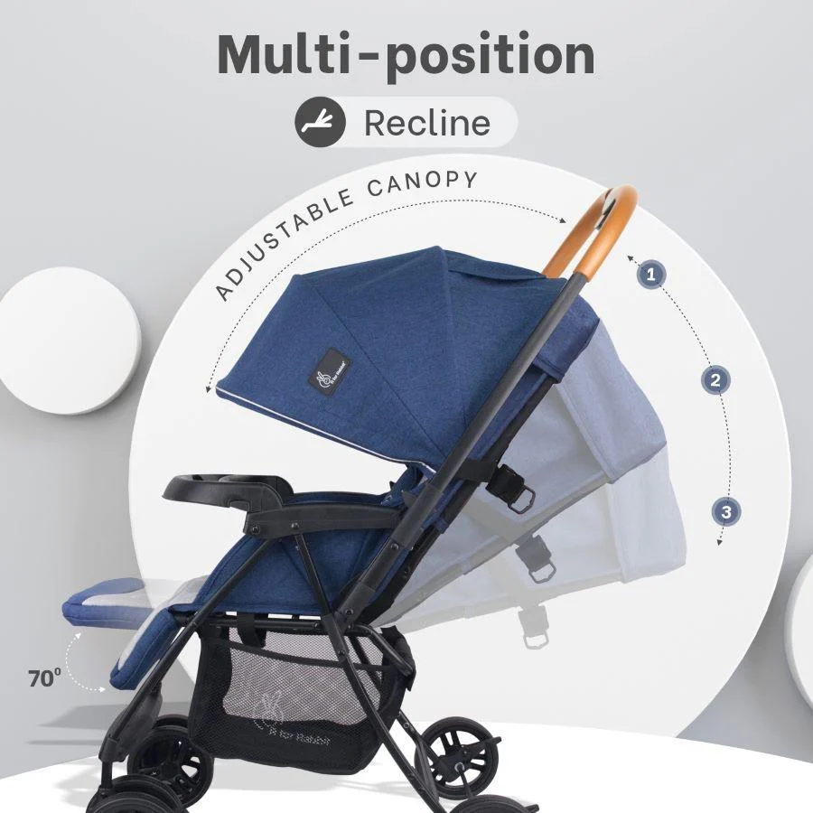 Poppins Joy Cute Stroller For Kids - Blue Grey - Image 7