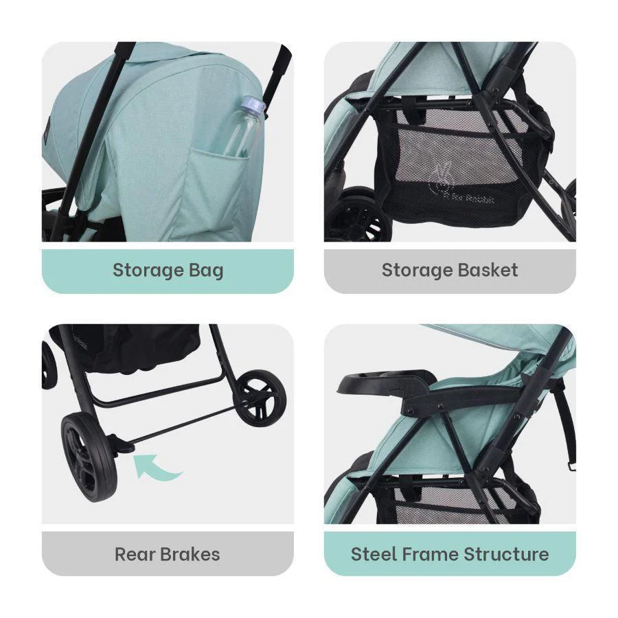 Poppins Joy Cute Stroller For Kids - Green Black - Image 7