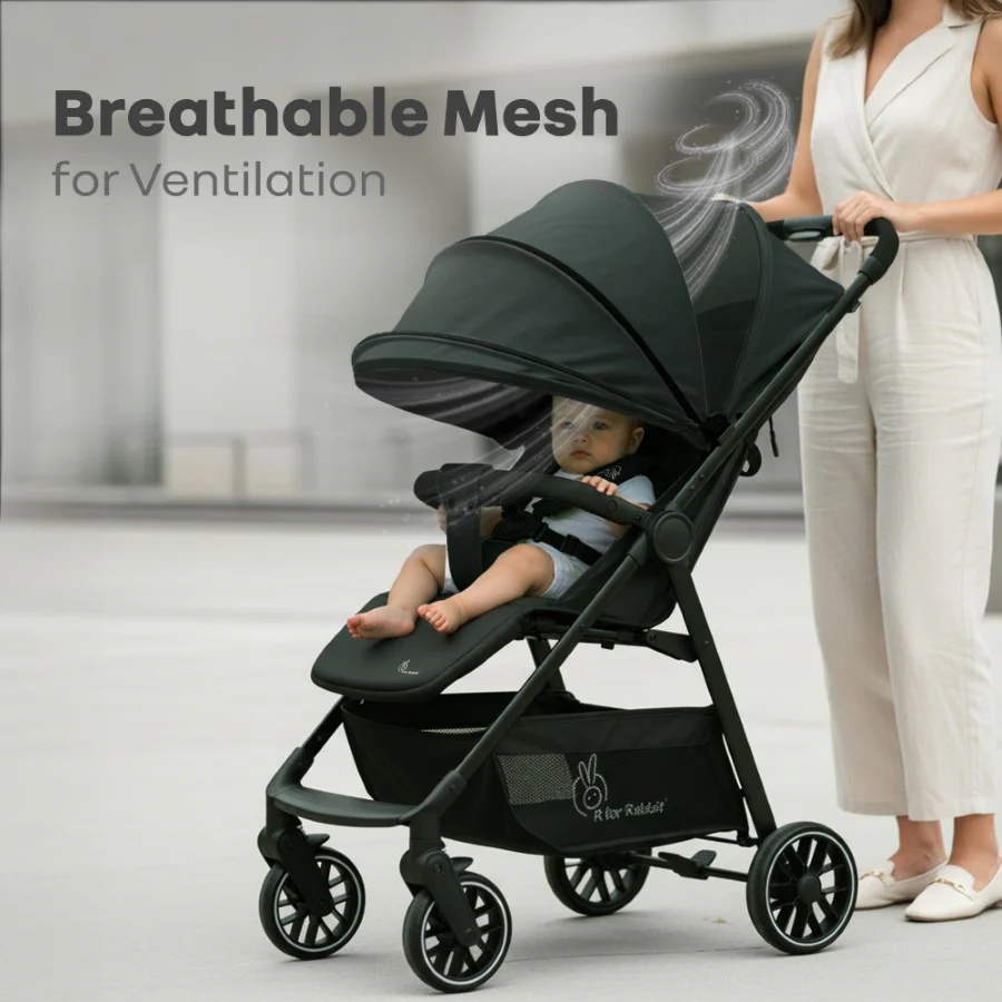 Poppins Neo Baby Stroller, Travel Stroller with 5-Point Harness & One-Hand Fold - Pure Black - Image 9