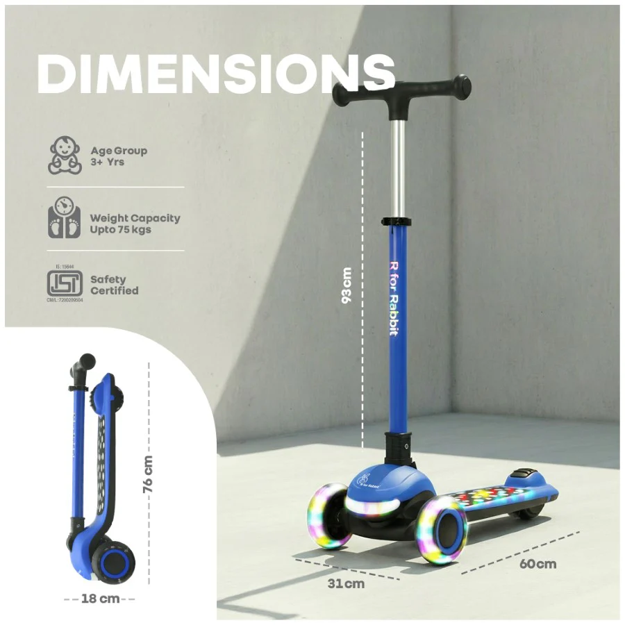 Road Runner Jazz Scooter for Kids With ABEC7 Bearings, LED PU Wheels & Foldable Frame - Image 10