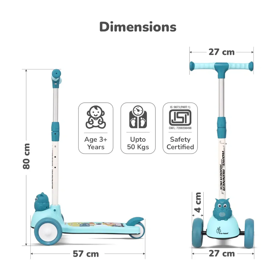 Road Runner Ryder Ace Kids Scooter with PU LED wheels & Multi-Level Height Adjustment - Image 16
