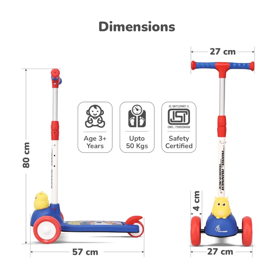 Road Runner Ryder Ace Kids Scooter with PU LED wheels & Multi-Level Height Adjustment - Image 8