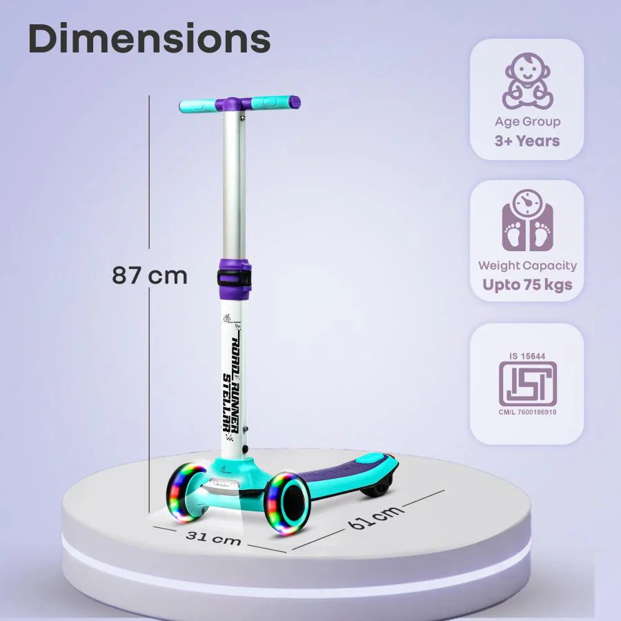 Road Runner Stellar - LED Scooter for Kids with Bluetooth Music, Adjustable Height & Smooth Ride - Image 17