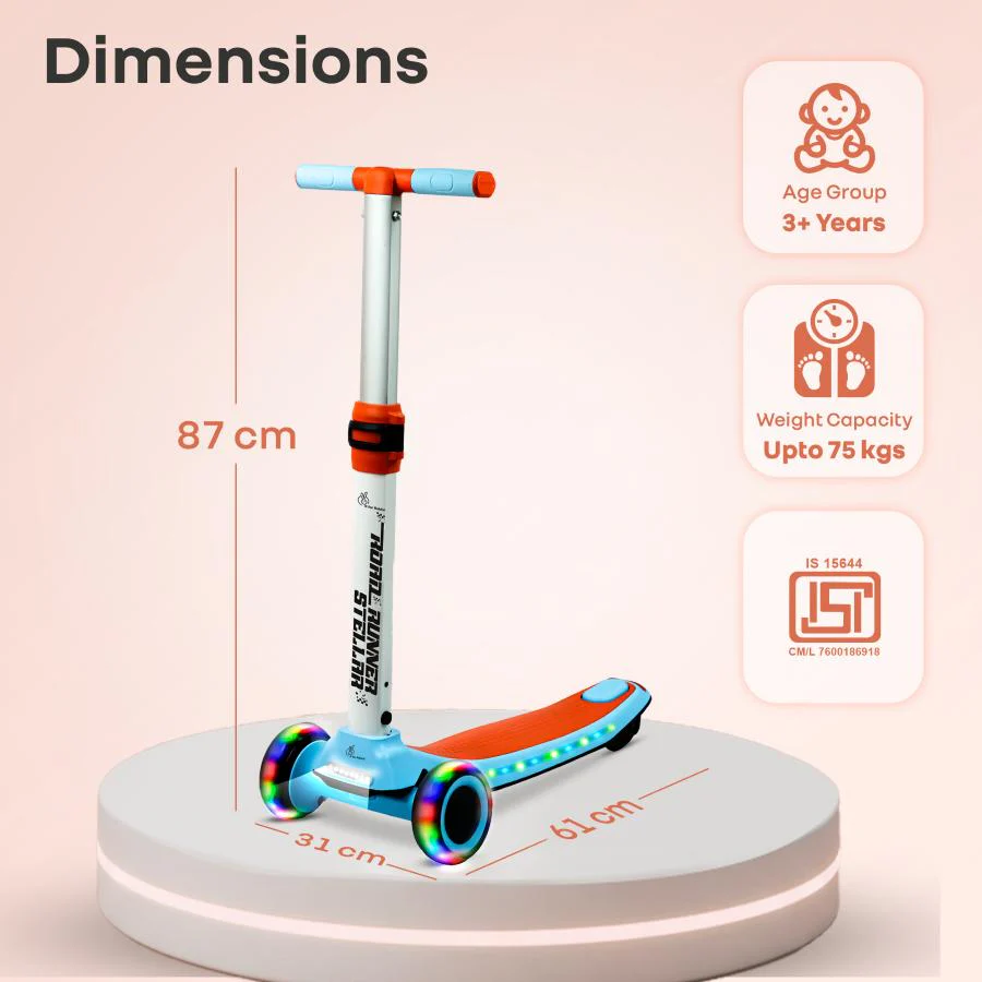 Road Runner Stellar - LED Scooter for Kids with Bluetooth Music, Adjustable Height & Smooth Ride - Image 9
