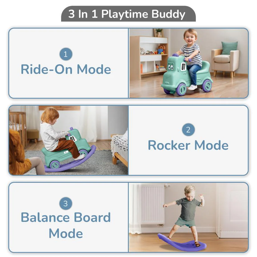Rock N Ride 3-in-1 Balance Board, Ride On & Rocker for Kids (1-4 Years) - Image 2