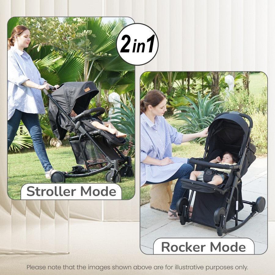 Rock N Roll 2 In 1 Baby Stroller Cum Rocker, Light Weight, Compact Travel Friendly, One Hand Fold - Blue - Image 2