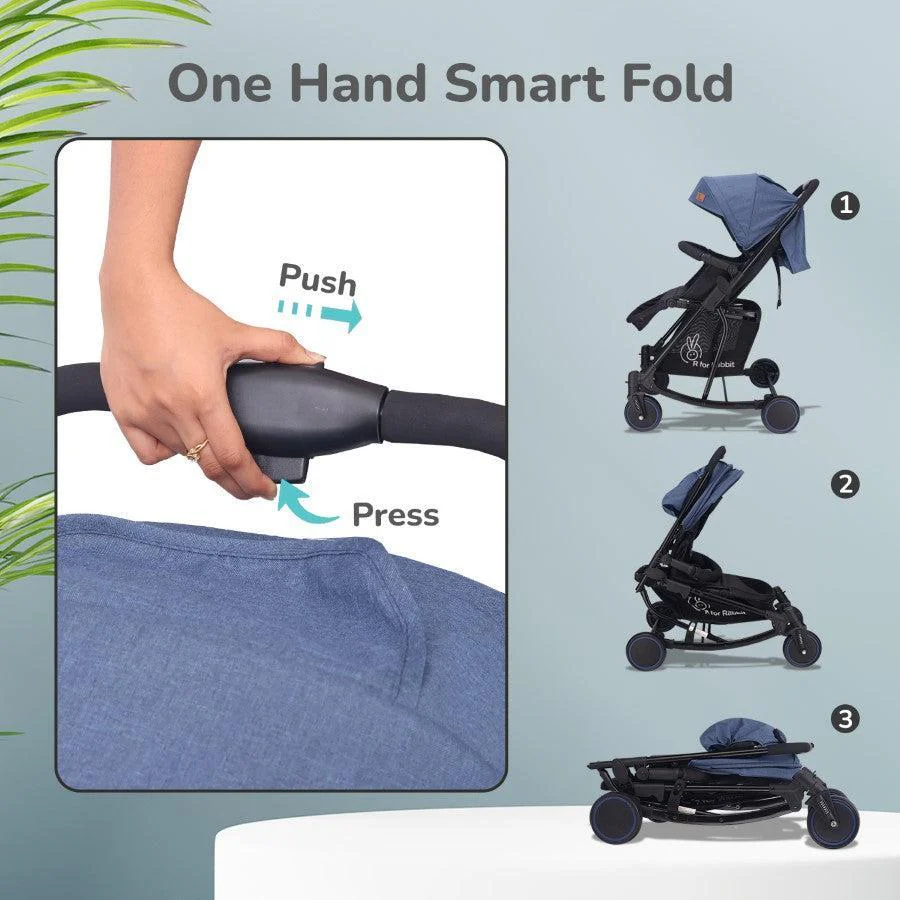 Rock N Roll 2 In 1 Baby Stroller Cum Rocker, Light Weight, Compact Travel Friendly, One Hand Fold - Blue - Image 3